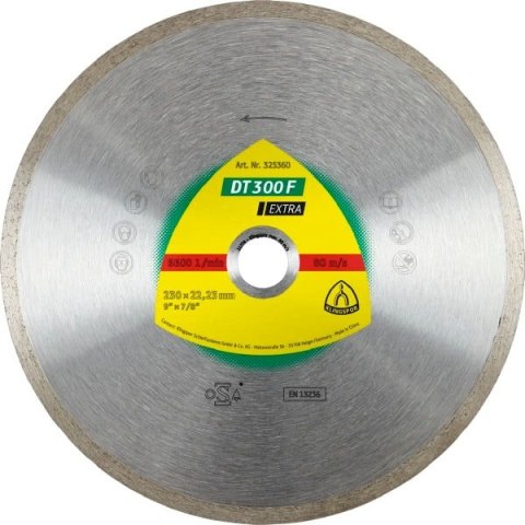 KLINGSPOR TARCZA DIAMENTOWA PEŁNA 200mm x 1,6mm x 30/25,4mm DT300F DO CERAMIKI KLINGSPOR