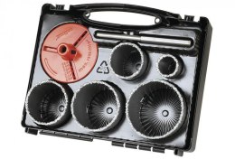 WOLFCRAFT ZESTAW OTWORNIC Z NASYPEM Z WĘGLIKÓW SPIEKANYCH 33, 53, 68, 73, 83 mm. WOLFCRAFT