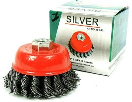 SZCZOTKA DRUCIANA DOCZOŁOWA Z GWINTEM DRUT SKRĘCANY 75mm 10343 SILVER