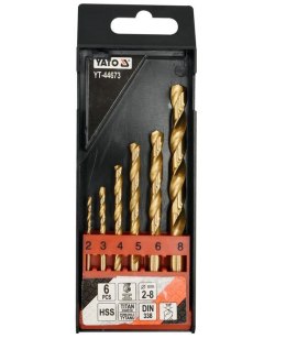 YATO ZESTAW WIERTEŁ DO METALU HSS-TiN 6szt. 2-8mm YATO