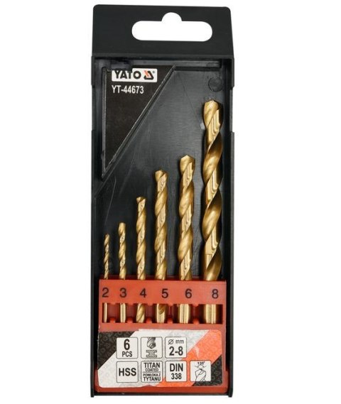 YATO ZESTAW WIERTEŁ DO METALU HSS-TiN 6szt. 2-8mm YATO