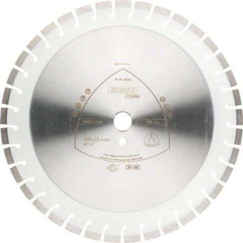 KLINGSPOR TARCZA DIAMENTOWA SEGMENTOWA 350mm x 3,0mm x 25,4mm SUPRA DT600U, BETON ZBROJONY KLINGSPOR