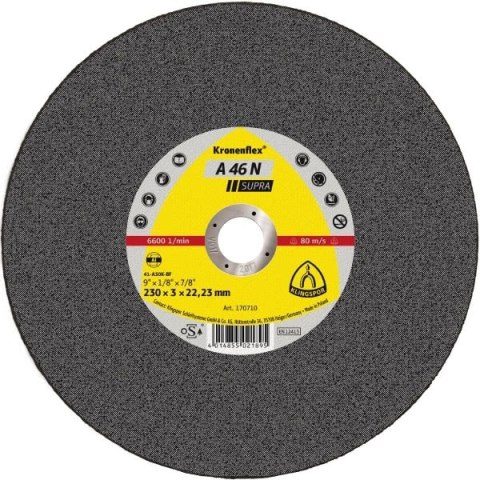 KLINGSPOR TARCZA DO CIĘCIA ALUMINIUM 230mm x 3,0mm x 22,2mm A46N Supra KLINGSPOR