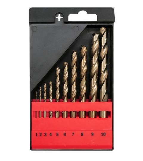 YATO ZESTAW WIERTEŁ DO METALU HSS 10 elem. 1, 2, 3, 4, 5, 6 ,7, 8, 9, 10mm, KOBALT YATO