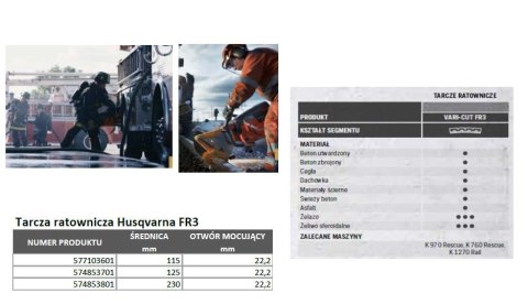 TARCZA DIAMENTOWA FR3 125 x 22,2mm DO METALU HUSQVARNA