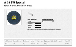 KLINGSPOR TARCZA DO CIĘCIA METALU 400mm x 4,0mm x 25,4mm A24SW Special KLINGSPOR
