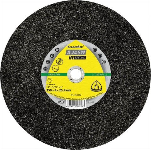 KLINGSPOR TARCZA DO CIĘCIA METALU 400mm x 4,0mm x 25,4mm A24SW Special KLINGSPOR