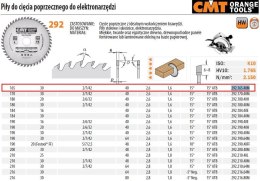 PIŁA DO CIĘCIA POPRZECZNEGO, OBRÓBKA WYKAŃCZAJĄCA HM 165x30x2,6/1,6 Z=40 CMT