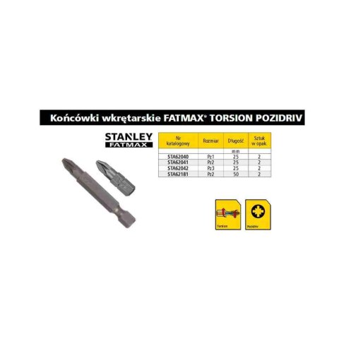 Stanley Końcówka Pz1 X 25Mm 2Szt. Sta62040