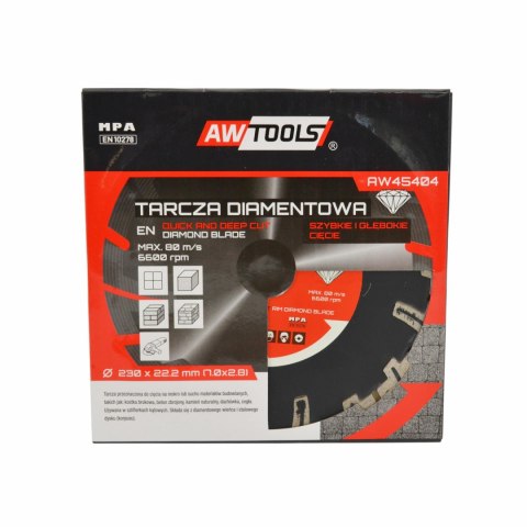 AWTOOLS TARCZA DIAMENTOWA 125x22,2 / SZYBKIE-GŁĘBOKIE CIĘCIE AWTOOLS