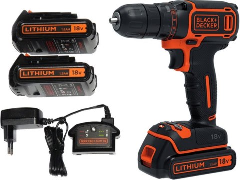 BLACK+DECKER WIERTARKO-WKRĘTARKA 18V 2x1.5Ah BDCDC18B BLACK+DECKER