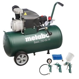 METABO KOMPRESOR OLEJOWY 230V 50L BASIC 250-50 W + ZESTAW NARZEDZI PNEUMATYCZNYCH LPZ4 METABO
