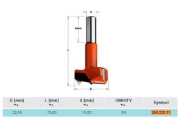 WIERTŁO PUSZKOWE DŁUGIE HM 22x70mm CMT