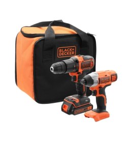 BLACK+DECKER ZESTAW 18V WKRĘTARKA + ZAKRĘTARKA 1x1,5Ah + TORBA BLACK+DECKER