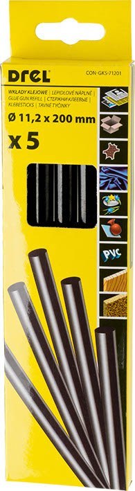 WKŁAD KLEJOWY 11,2x200mm CZARNY/ CONDOR /5szt. DREL/CONDOR
