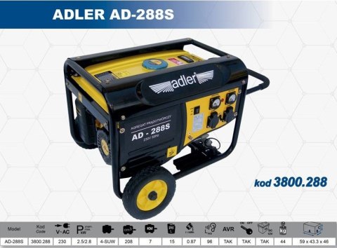 ADLER GENERATOR PRĄDOTWÓRCZY 2,8KW / AD-288S ADLER