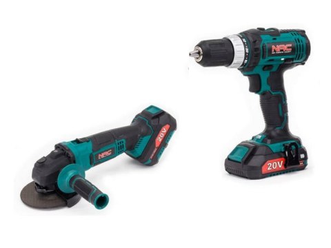NAC ZESTAW 20V WIERTARKO-WKRĘTARKA + SZLIFIERKA KĄTOWA 125mm 1x2,0Ah + 1x4,0Ah TORBA NAC