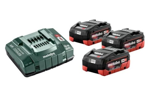 METABO ZESTAW AKUMULATORÓW 3 x 5.5Ah LIHD + ŁADOWARKA ASC 145 METABO