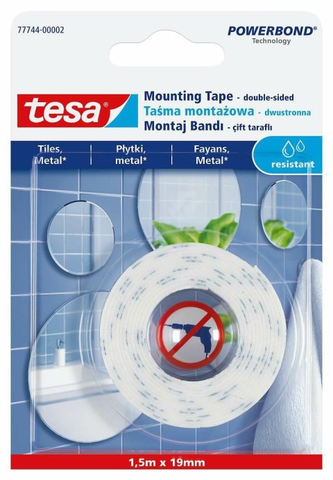 TESA TAŚMA DWUSTRONNA POWERBOND 1,5m x 19mm WODOODPORNA TESA
