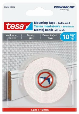 TESA TAŚMA DWUSTRONNA POWERBOND 5m x 19mm NA TAPETY I TYNK TESA