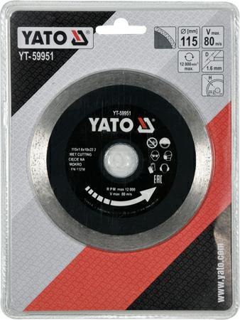 YATO TARCZA DIAMENTOWA PEŁNA 115 x 22,2mm 59951 YATO