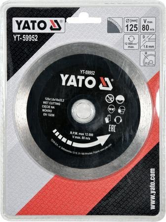 YATO TARCZA DIAMENTOWA PEŁNA 125 x 22,2mm 59952 YATO