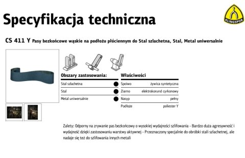KLINGSPOR PASY BEZKOŃCOWE DO CYKLINIARKI 200mm x 750mm gr. 60 CS411Y /10 szt. KLINGSPOR