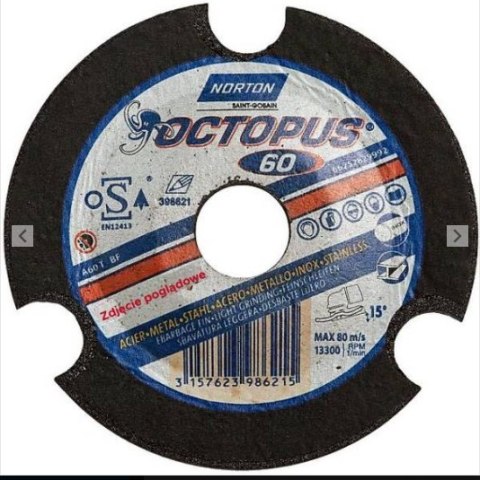 NORTON TARCZA.SZLIF 125mm P60 OCTOPUS NORTON