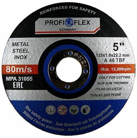 TARCZA DO CIĘCIA METALU 125 x 1,0 x 22,2mm PROFI SILVER