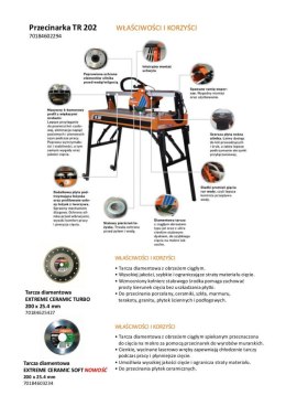 NORTON PRZECINARKA STOŁOWA DO CERAMIKI TR202 DŁUGOŚĆ CIĘCIA 650mm + 2xTARCZA NORTON