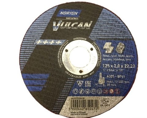 NORTON TARCZA VULCAN DO METALU 125 x 2.0 x 22.2mm-T41 A30S NORTON
