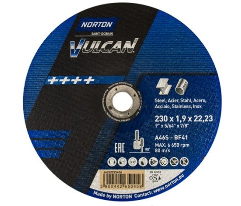 NORTON TARCZA VULCAN DO METALU 230x1.9x22.23-T41 A46S NORTON