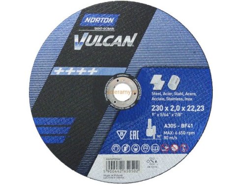 NORTON TARCZA VULCAN DO METALU 230 x 2.0 x 22.2mm-T41 A30S NORTON