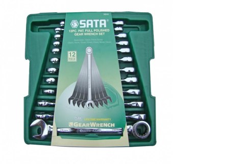 SATA KLUCZE PŁASKO-OCZKOWE Z GRZECHOTKĄ KOMPLET 12 elem.- SATA