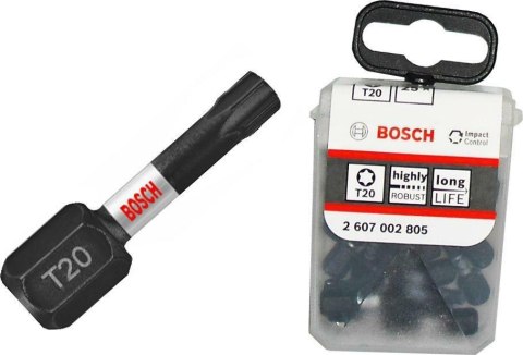 BOSCH KOŃCÓWKA WKRĘCAJĄCA UDAROWA T20 x 25mm 25szt. BOSCH
