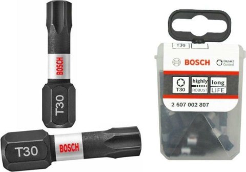 BOSCH KOŃCÓWKA WKRĘCAJĄCA UDAROWA T30 x 25mm 25szt. BOSCH