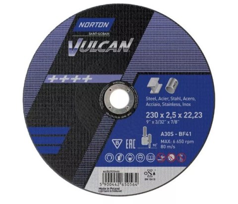 NORTON TARCZA VULCAN DO METALU 230 x 2.5 x 22.2mm-T41 A30S NORTON