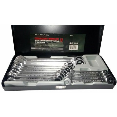 ROCKFORCE ZESTAW KLUCZY PŁASKO-OCZKOWYCH Z GRZECHOTKĄ 13szt. ROCKFORCE / WMC
