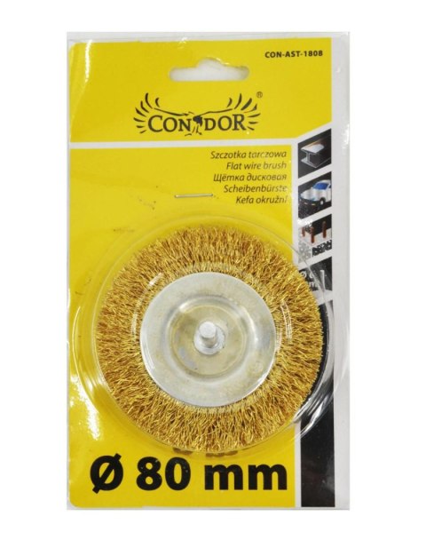SZCZOTKA TARCZOWA DRUCIANA Z TRZPIENIEM 80 mm CON-AST-1808 DREL/CONDOR