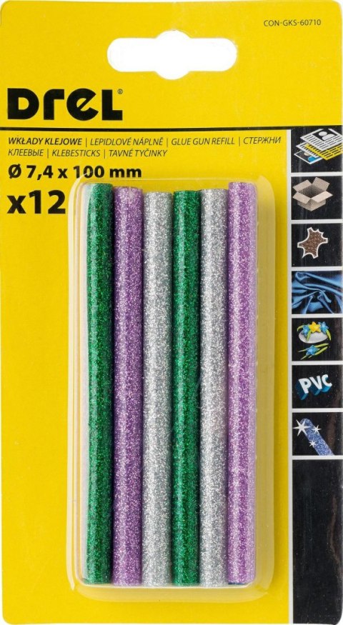 WKŁAD KLEJOWY 7,4x100mm MIX-BROKAT /CONDOR/12szt. DREL/CONDOR