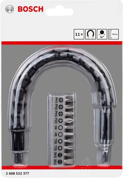 BOSCH PRZEDŁUŻKA ELASTYCZNA DO WKRĘTARKI PLASTIKOWA +10 KOŃCÓWEK BOSCH