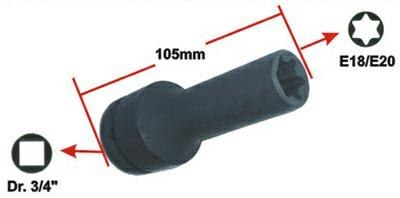 NASADKA UDAROWA DŁUGA TORX E20 x105mm (MAN CYLINDER HGV ) URZĄDZENIA WARSZTATOWE