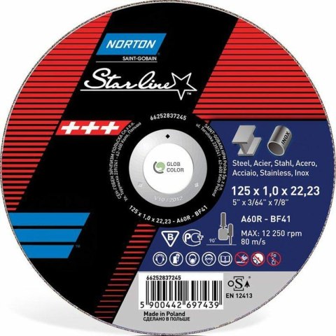NORTON TARCZA STARLINE DO METALU 125x1.0x22.23-T41 A60R NORTON
