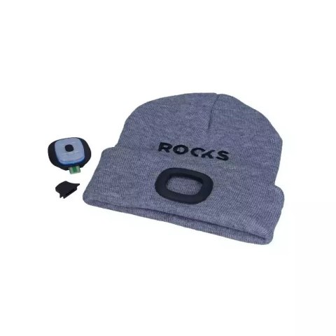 ROOKS CZAPKA SZARA Z LAMPKĄ USB 80lm ROOKS
