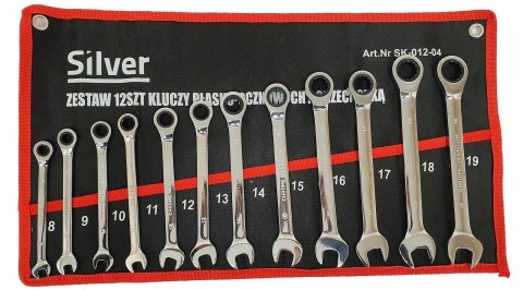 KLUCZE 12ele PŁASKO OCZKOWE Z GRZECHOTKĄ W POKROWCU/SILVER... SILVER