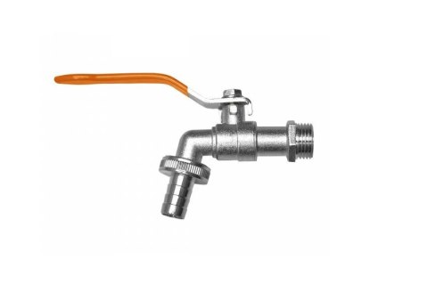 KRAN KULOWY 3/4" GZ 3/4" NA WĄŻ 1/2" CYNK NIKLOWANY BRADAS