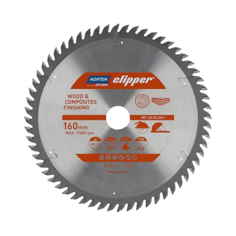 NORTON PIŁA TARCZOWA 160mm x 20mm x 60z DREWNO I KOMPOZYTY ATB (2,2 / 1,6) NORTON