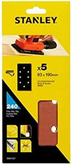 STA.PAPIER ŚCIERNY 93mm x 190mm P240 /5szt. 8 OTWORÓW NA RZEP STANLEY