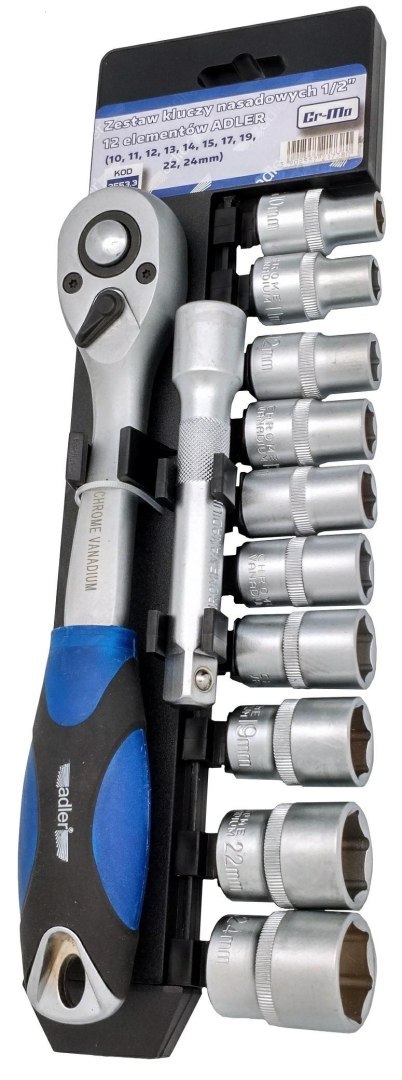 ADLER ZESTAW KLUCZY NASADOWYCH 1/2"-12 ELEMENTÓW ADLER