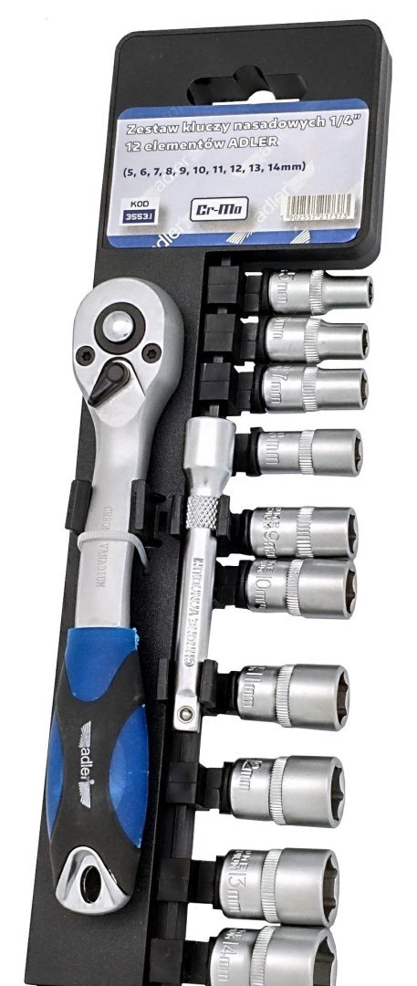 ADLER ZESTAW KLUCZY NASADOWYCH 1/4" 12 ELEMENTÓW ADLER